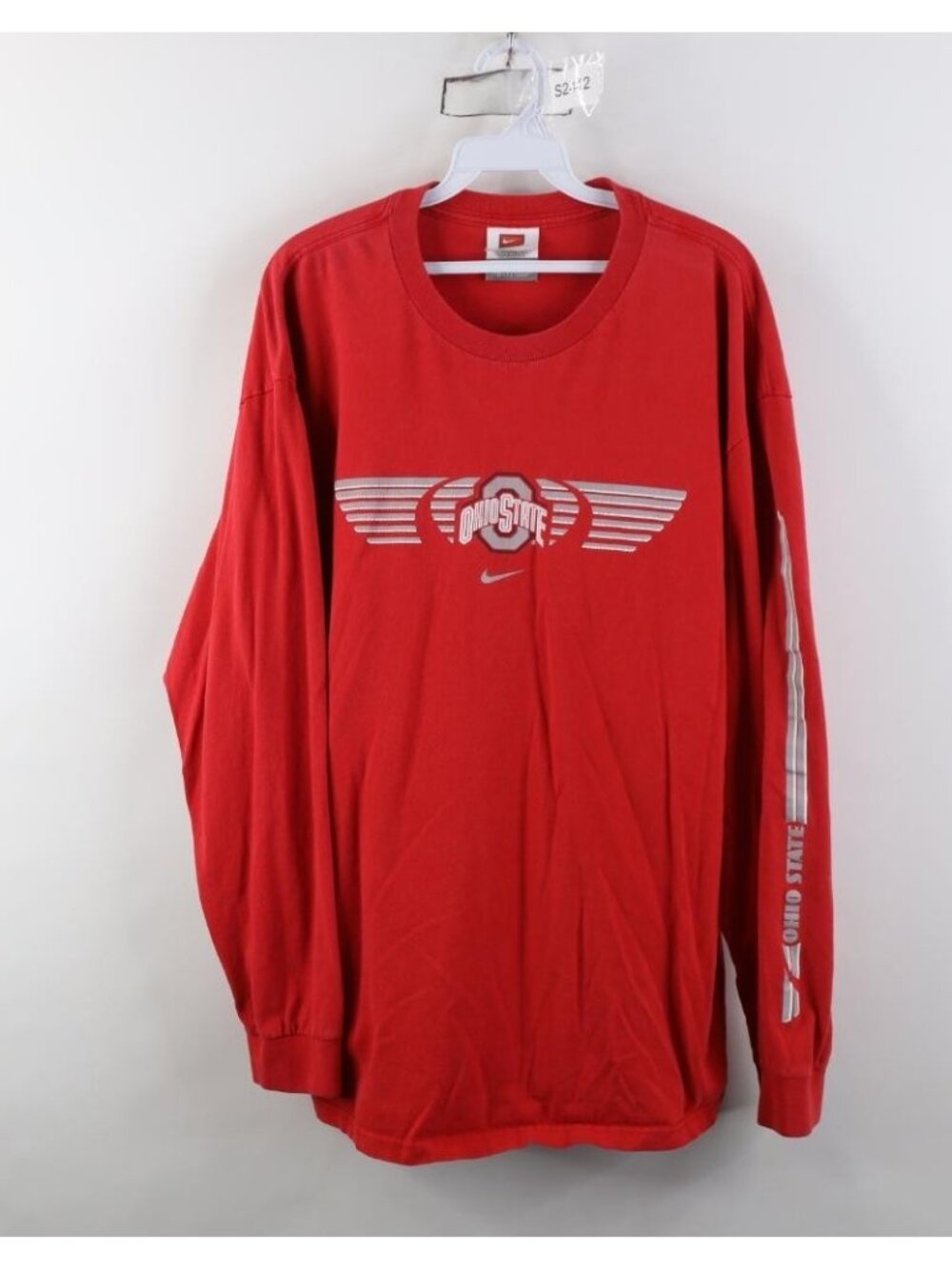 Vtg Nike Mens Large Travis Scott Center Swoosh Ohio State University T-Shirt Red